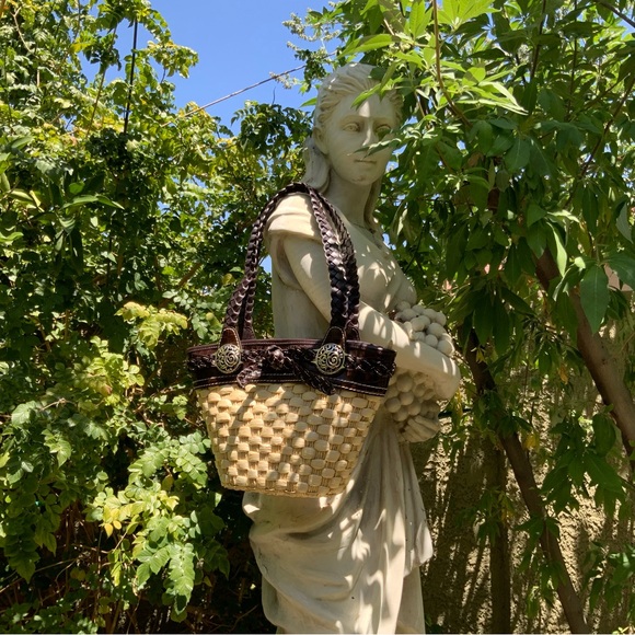 Brighton Woven Straw & Embossed Leather Shoulder Bag - Picture 9 of 15